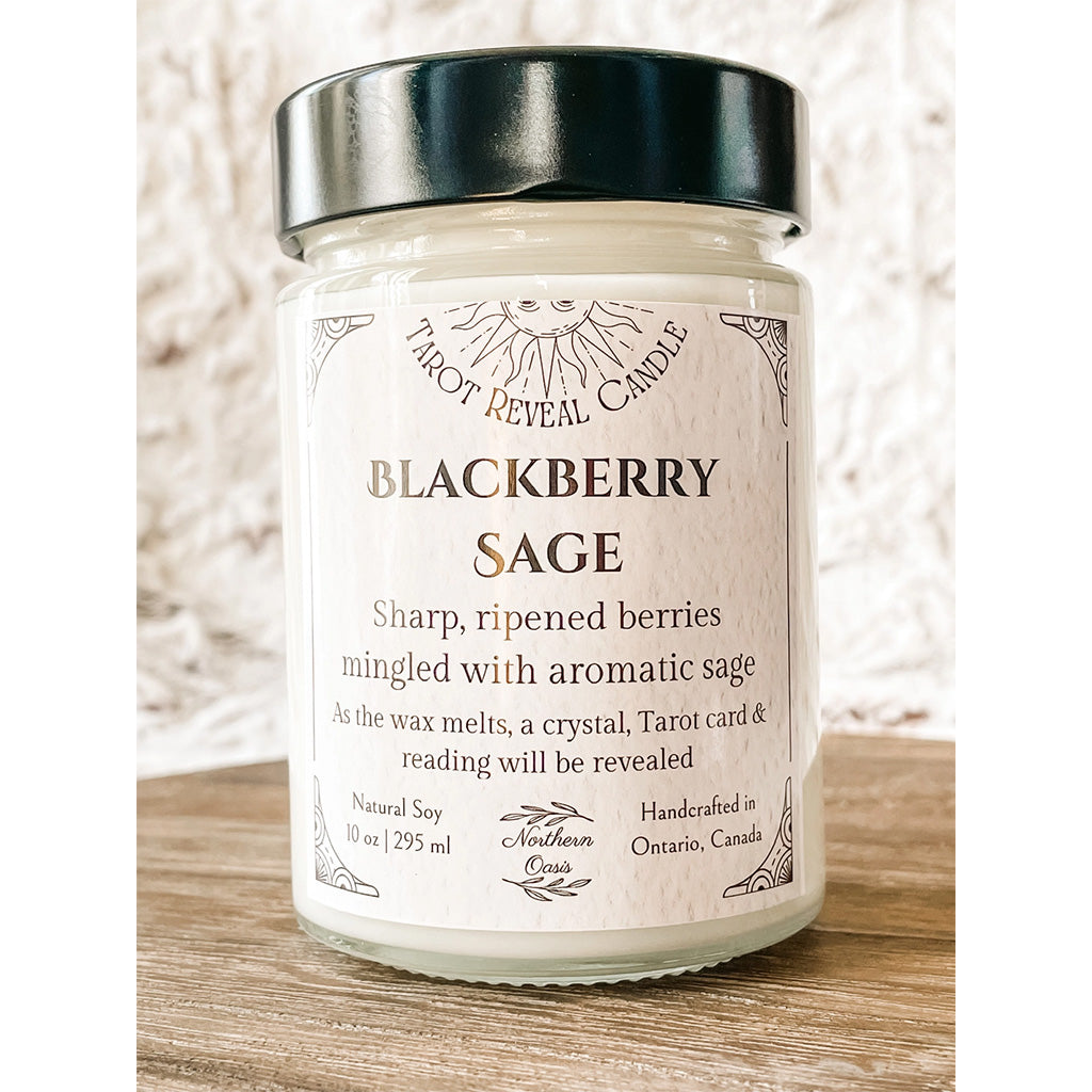 Northern Oasis Blackberry Sage Tarot and Crystal Reveal Candle
