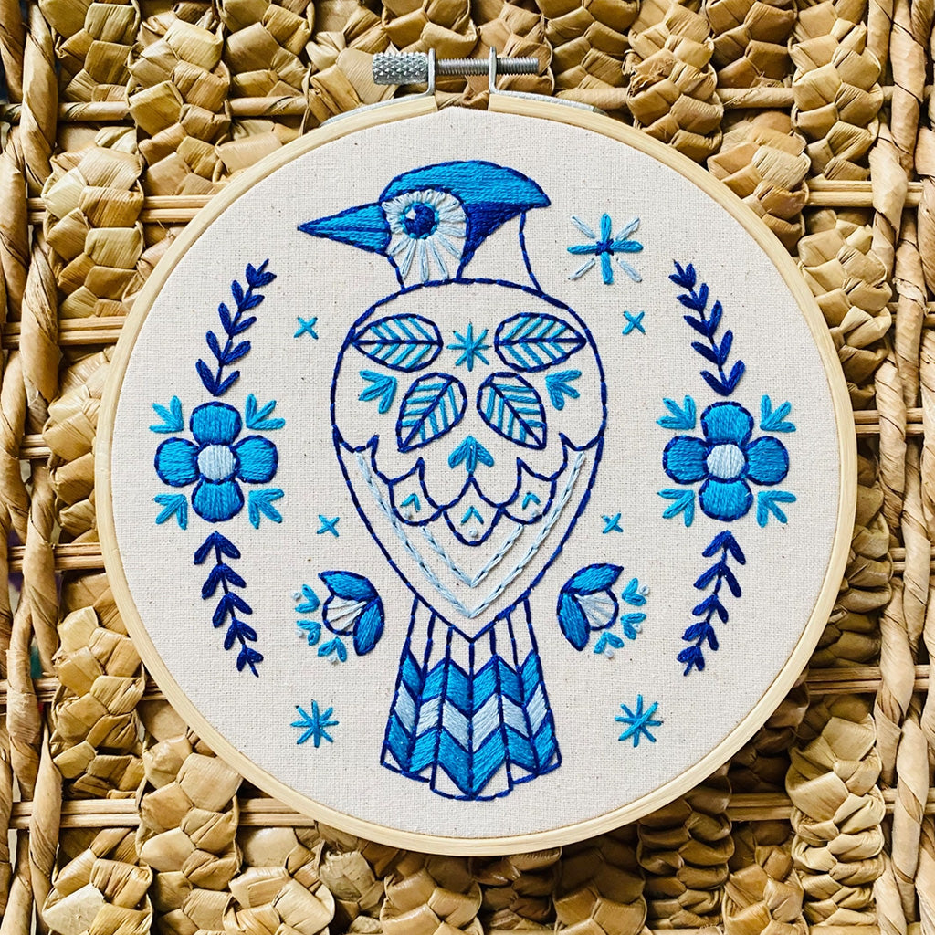 Hook, Line and Tinker Blue Jay Complete Embroidery Kit