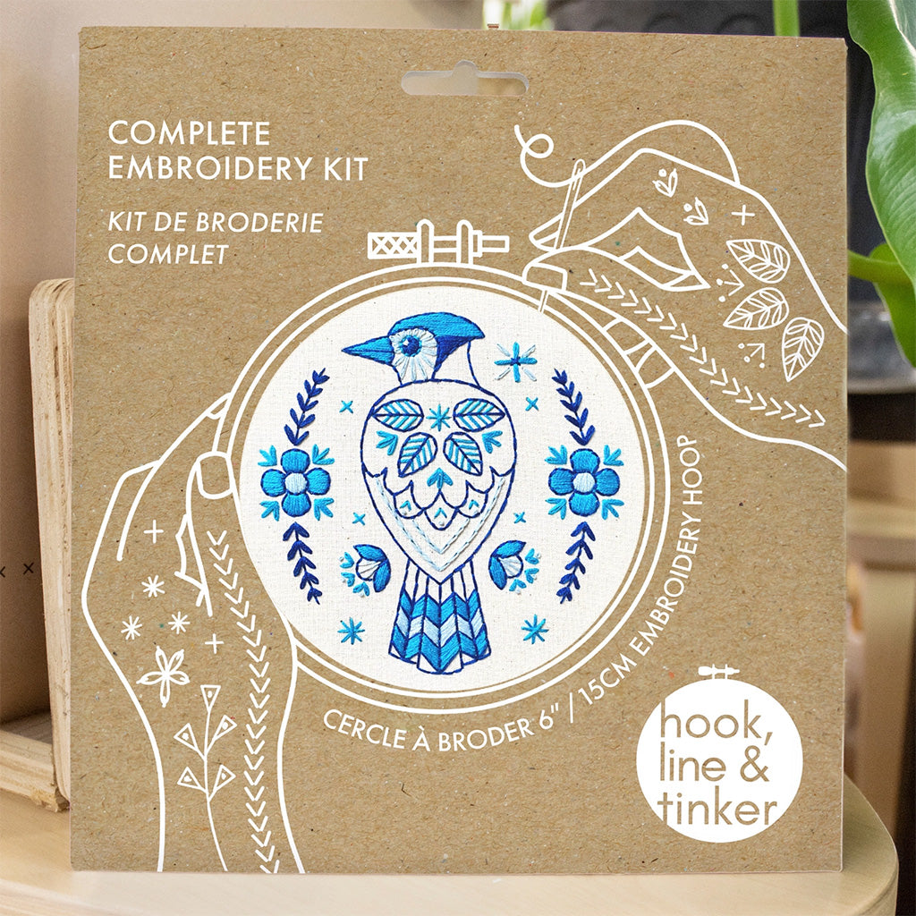 Hook, Line and Tinker Blue Jay Complete Embroidery Kit