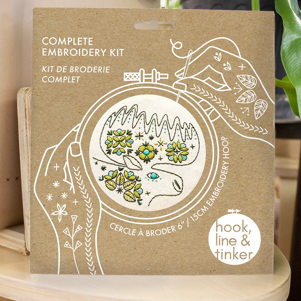 Hook Line and Tinker Folk Moose Complete Embroidery Kit