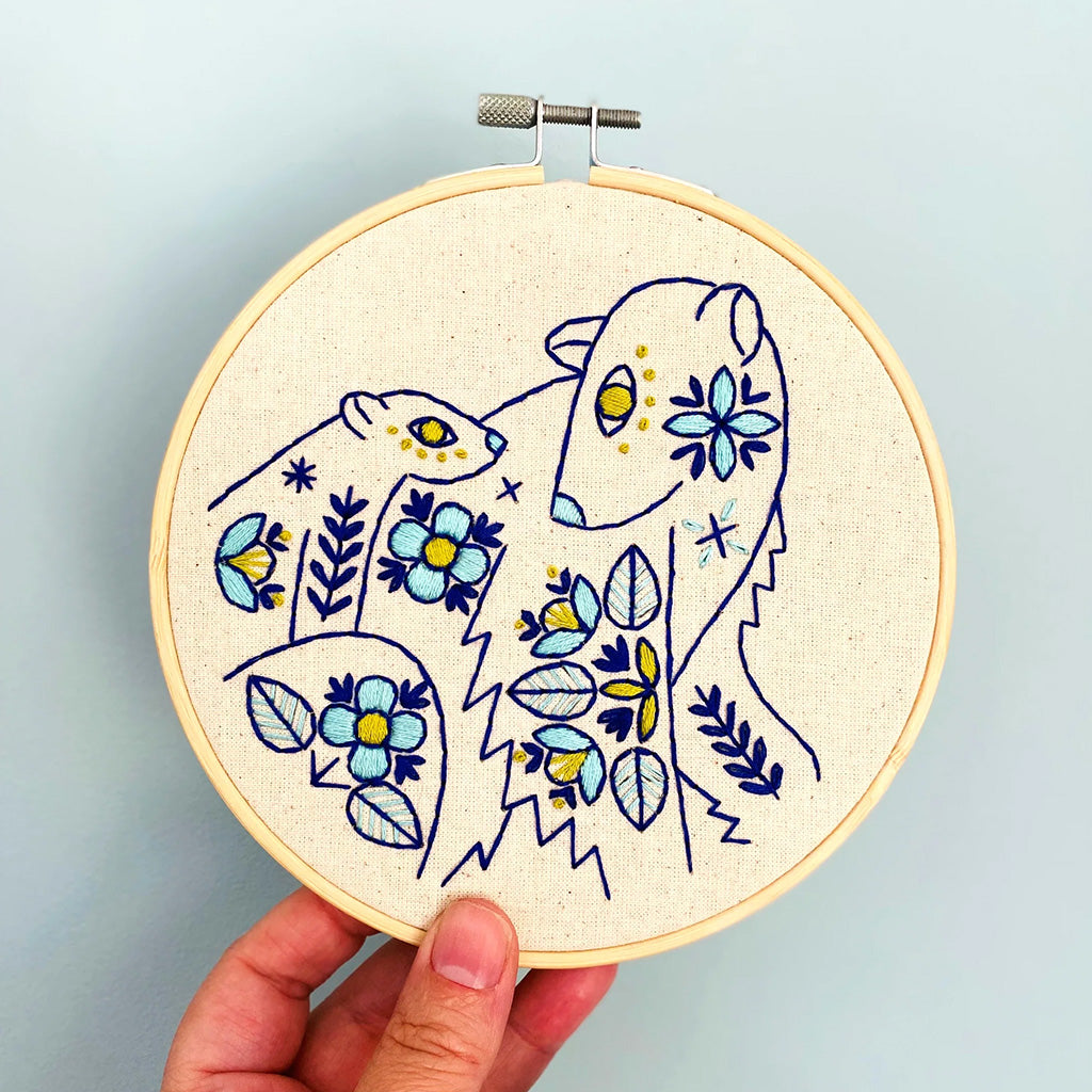 Hook Line and Tinker Folk Polar Bears Complete Embroidery Kit