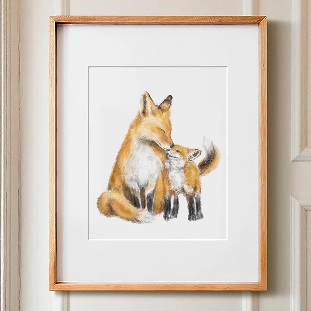 Triple Studio Fox Cub and Mom Card