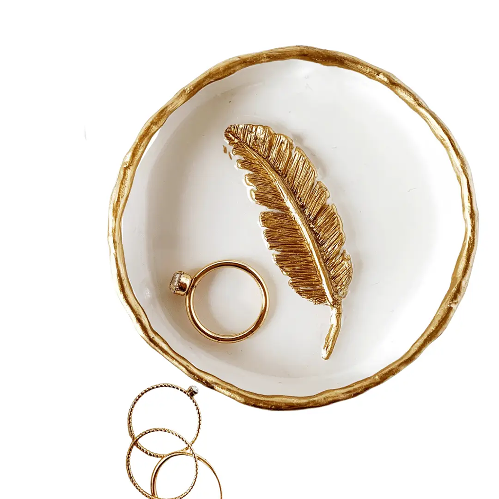 YFL Gold Feather Ring Dish