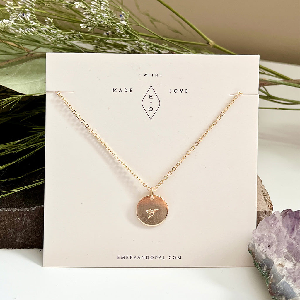 Emery and Opal Hummingbird Stamped Necklace Gold
