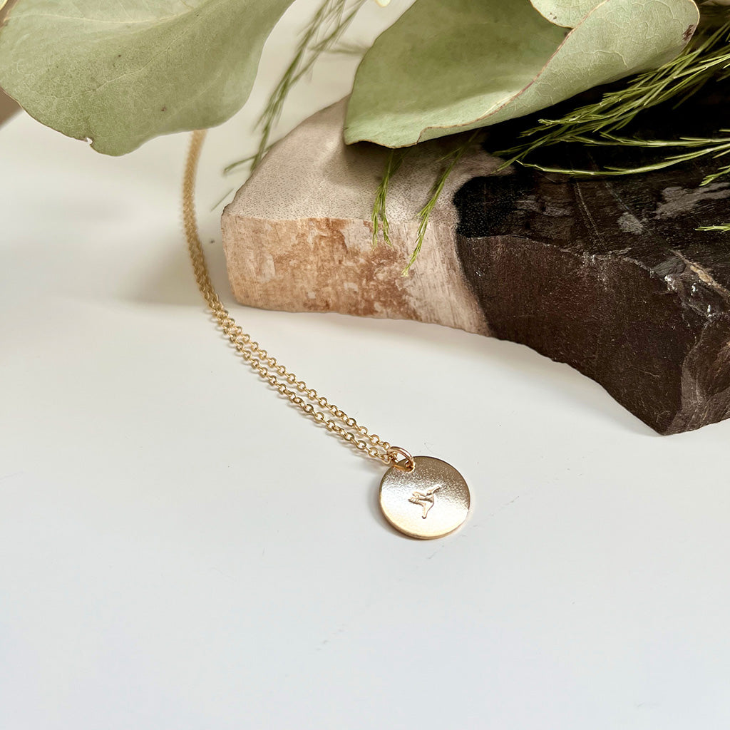 Emery and Opal Hummingbird Stamped Necklace Gold