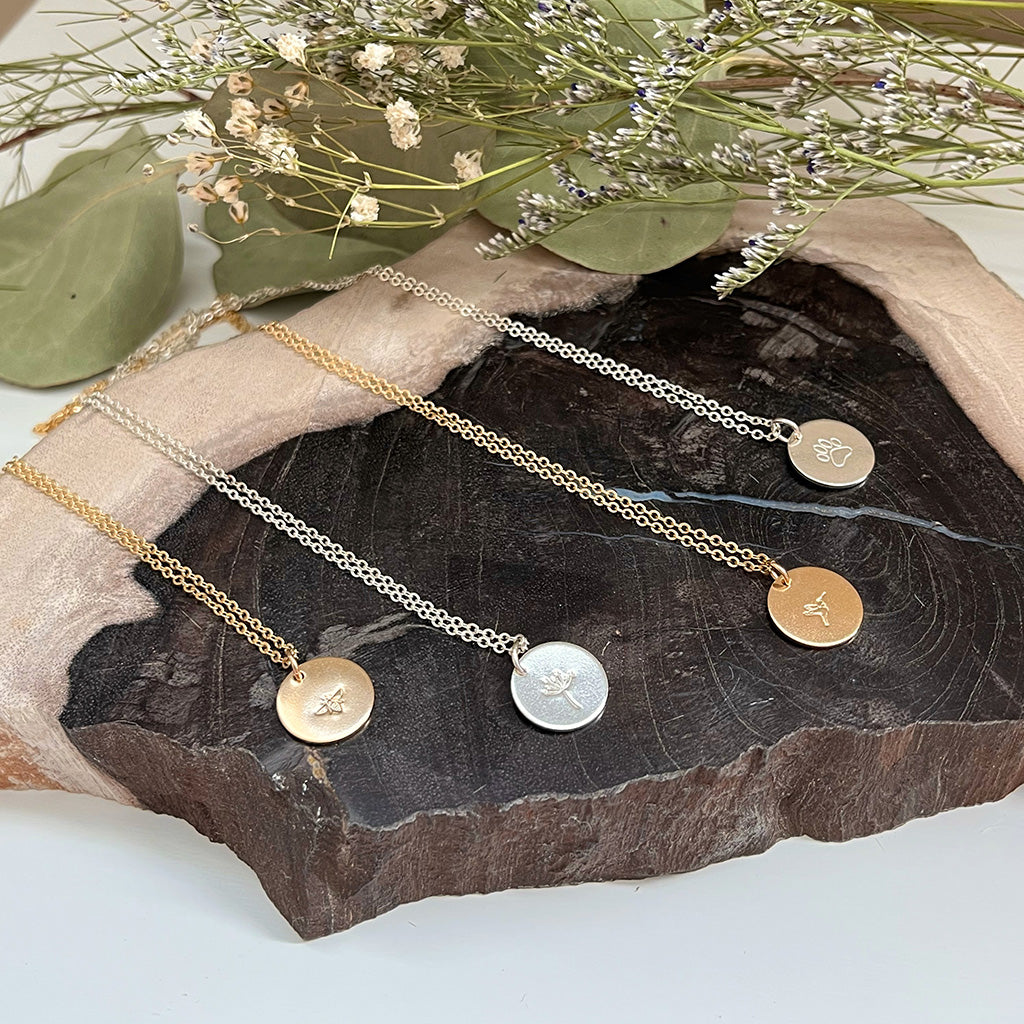 Emery and Opal Hummingbird Stamped Necklace Gold