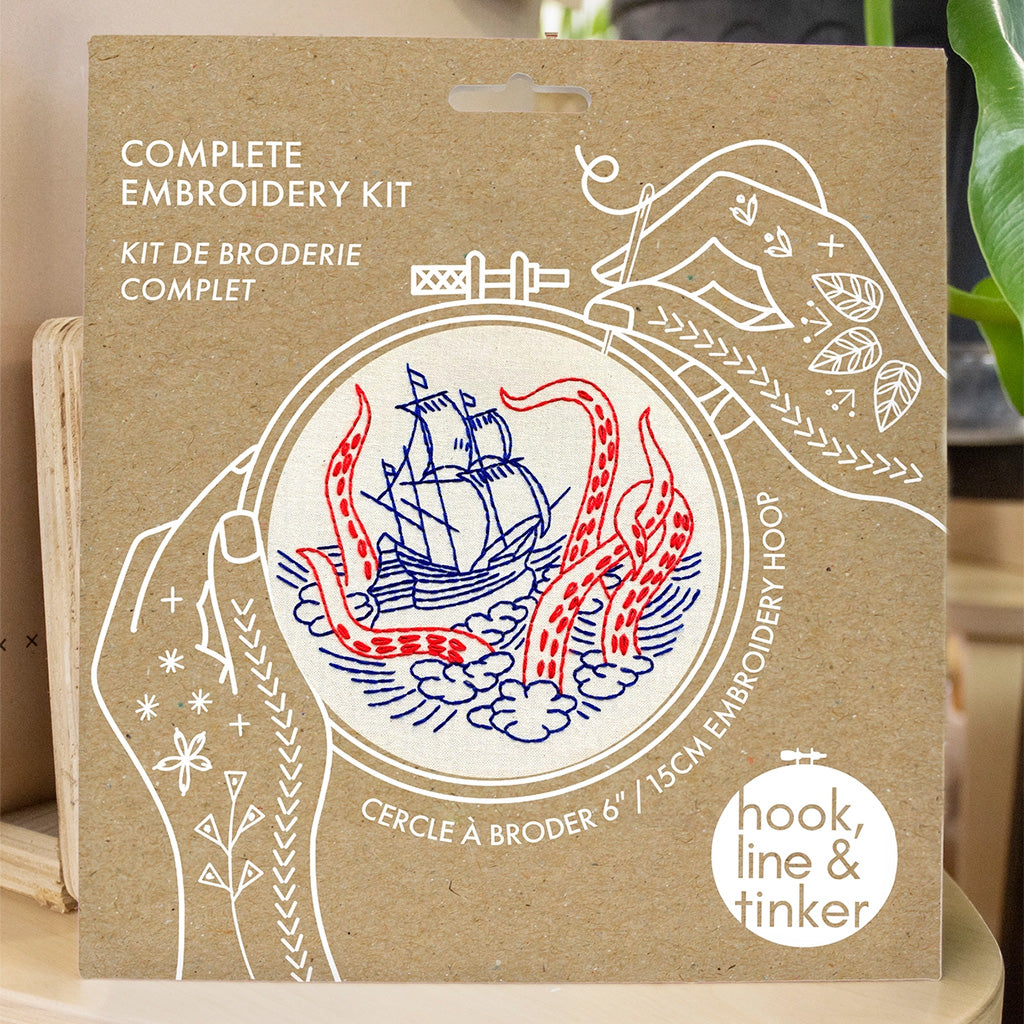 Hook, Line and Tinker Kraken and Ship Embroidery Kit