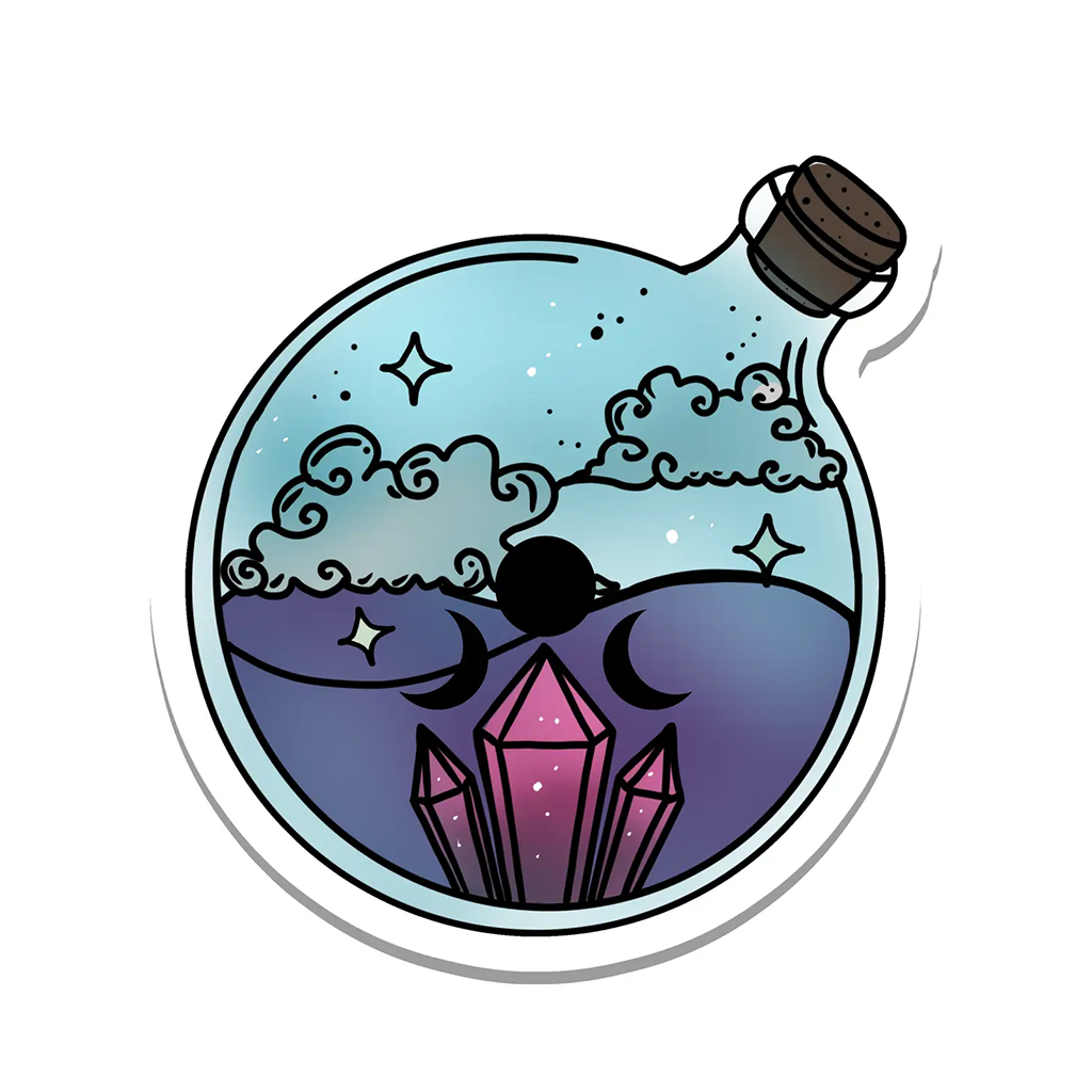 Rebel and Siren Moon Phase Potion Bottle Sticker