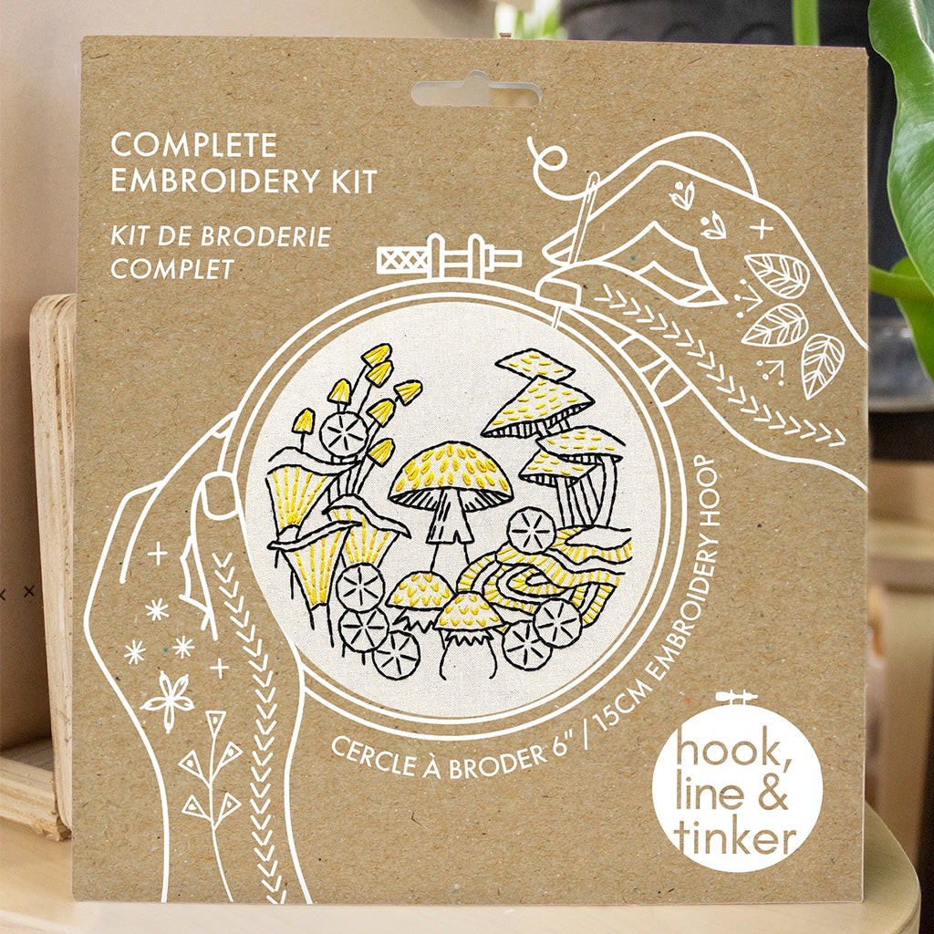 Hook Line and Tinker Mushrooms Complete Embroidery Kit