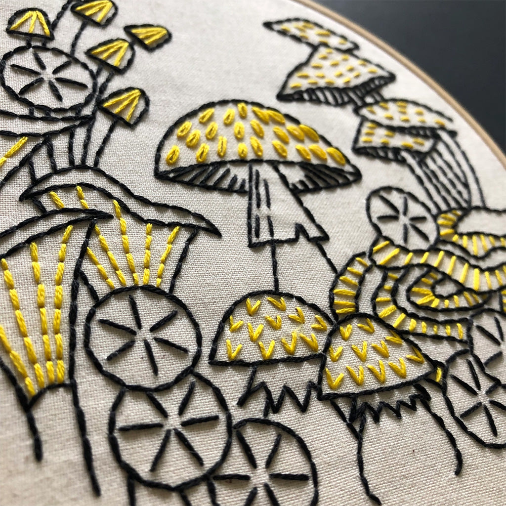 Hook Line and Tinker Mushrooms Complete Embroidery Kit