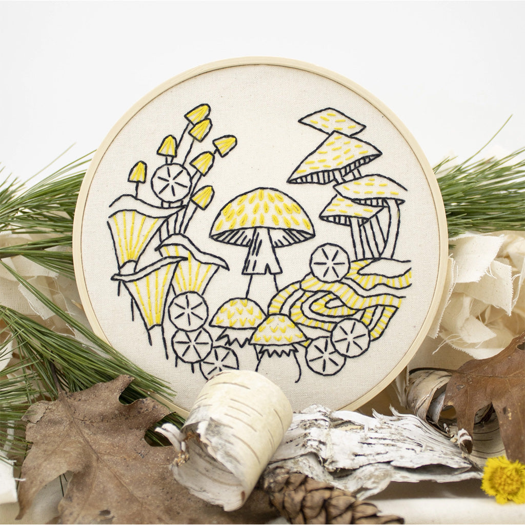Hook Line and Tinker Mushrooms Complete Embroidery Kit