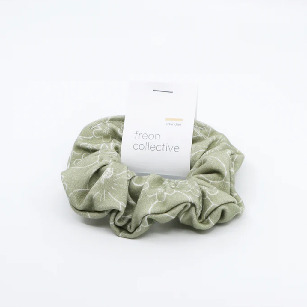 Freon Collective Olive Florals Hair Scrunchie