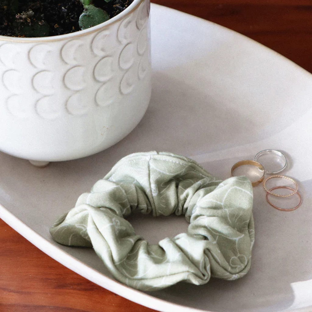 Freon Collective Olive Florals Hair Scrunchie