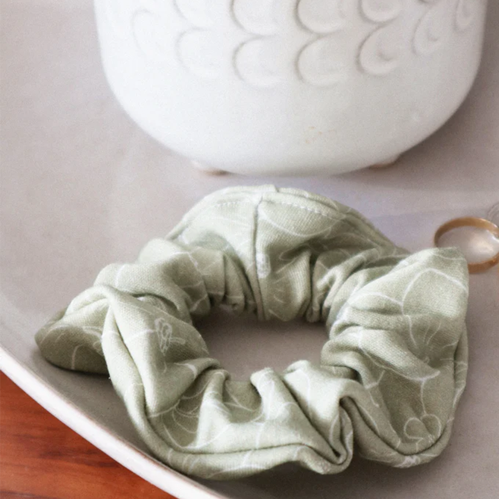 Freon Collective Olive Florals Hair Scrunchie