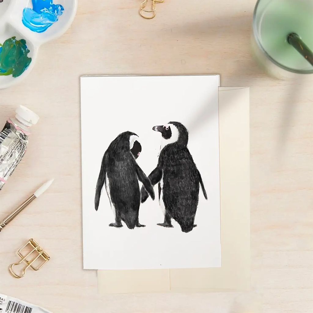 Triple Studio Penguins in Love Card