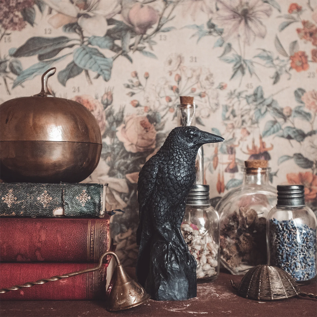 A Pleasant Thought Perched Raven Pillar Candle