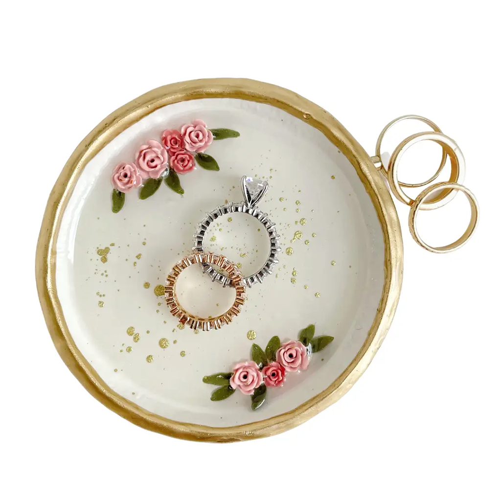 YFL Pink Roses Ring Dish