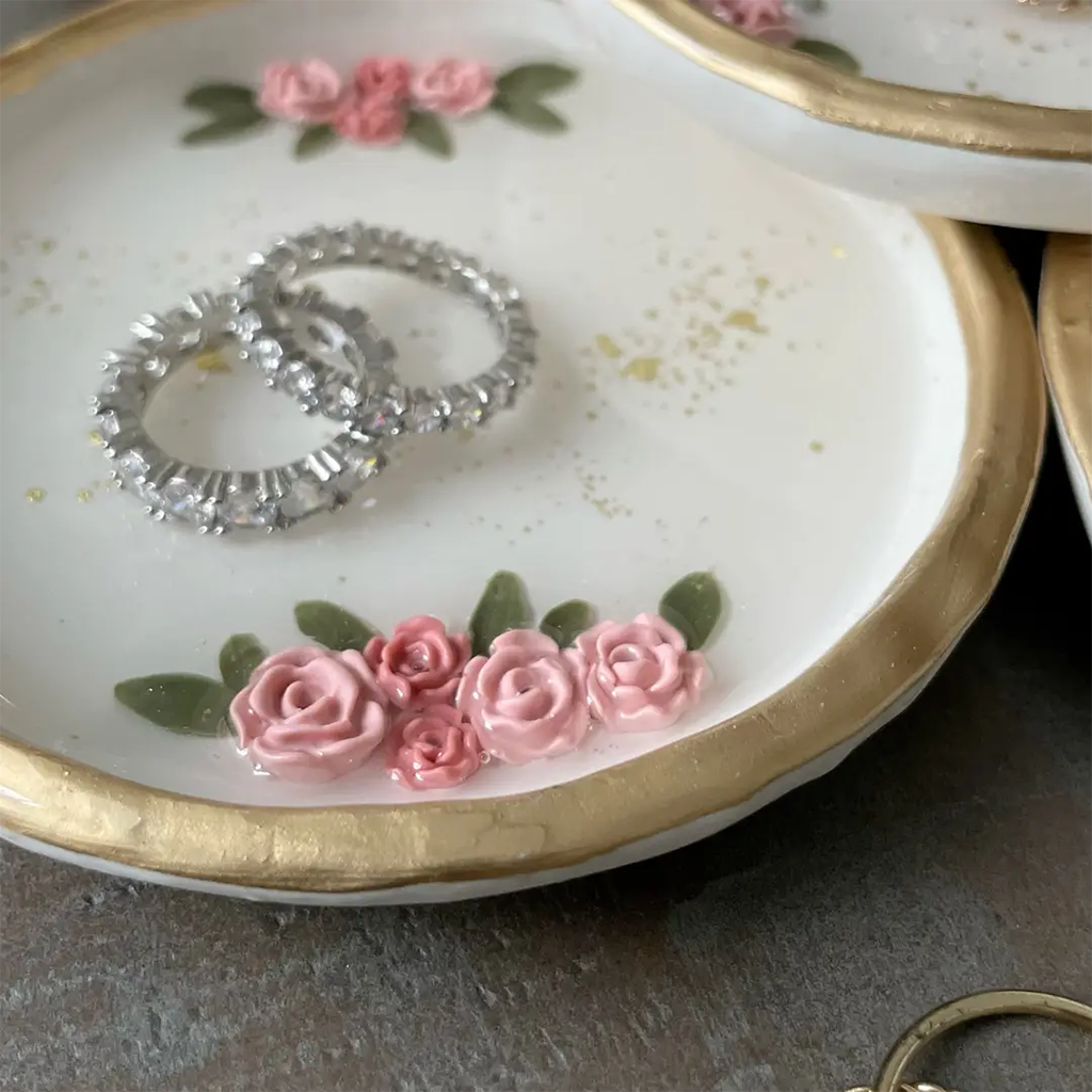 YFL Pink Roses Ring Dish