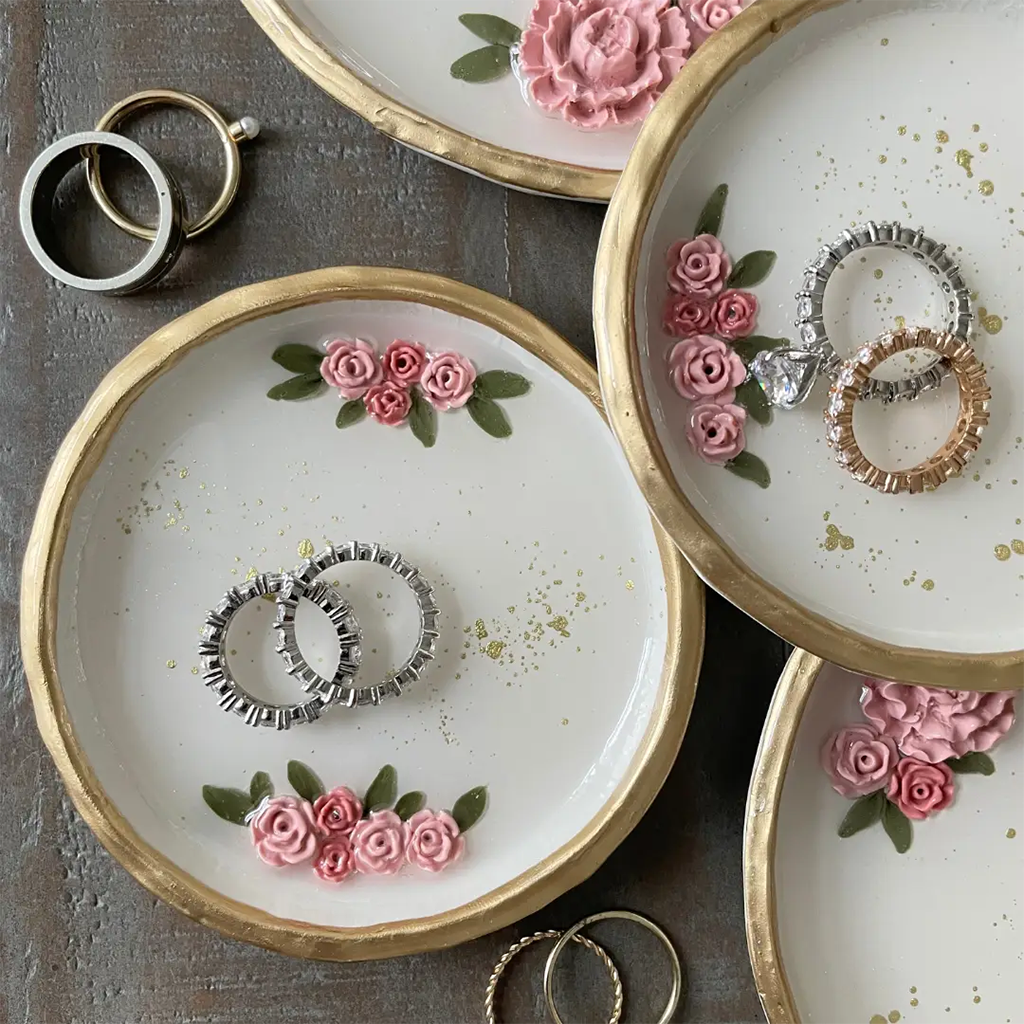 YFL Pink Roses Ring Dish