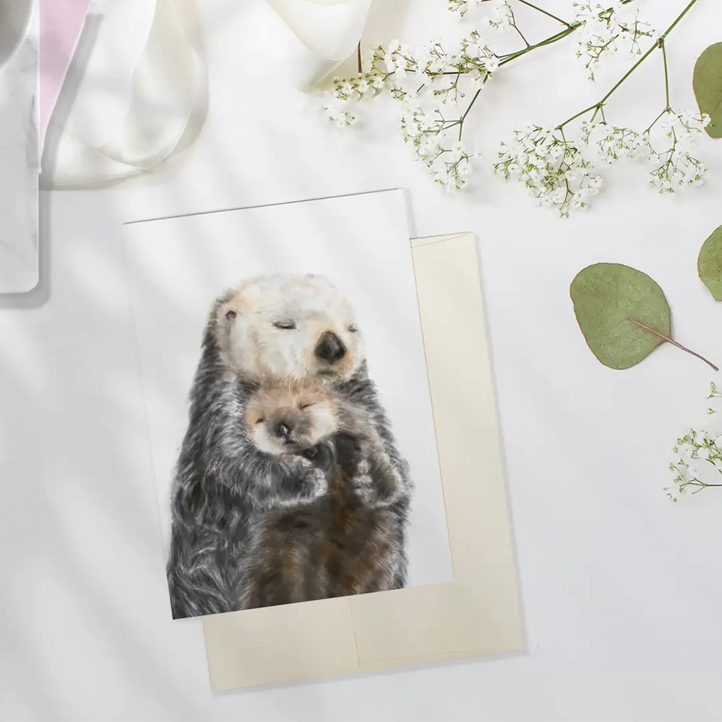 Triple Studio Sea Otter Mom and Baby Card