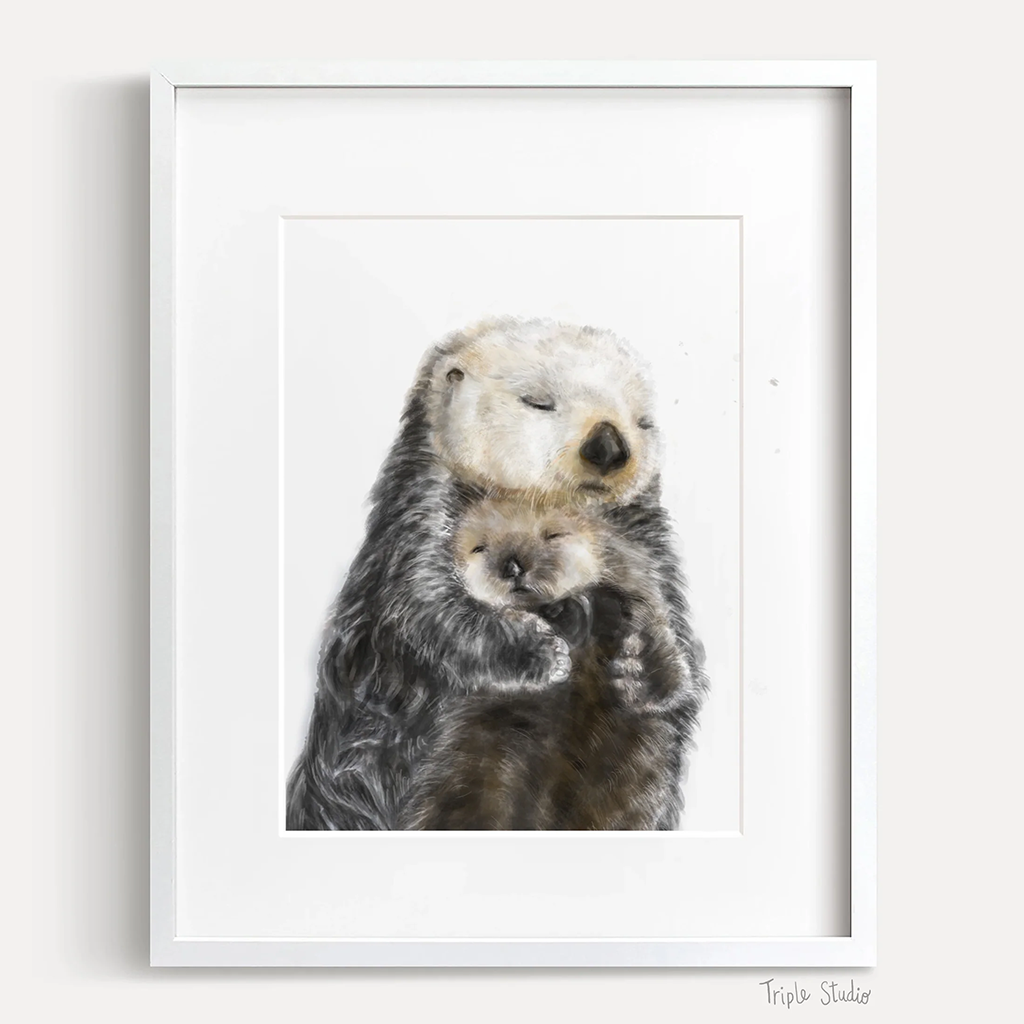 Triple Studio Sea Otter Mom and Baby Card