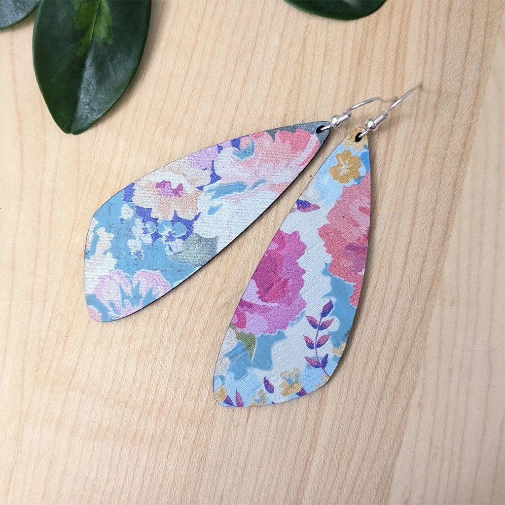 Plum Tree Handmade Spring Watercolour Wing Cork Earrings