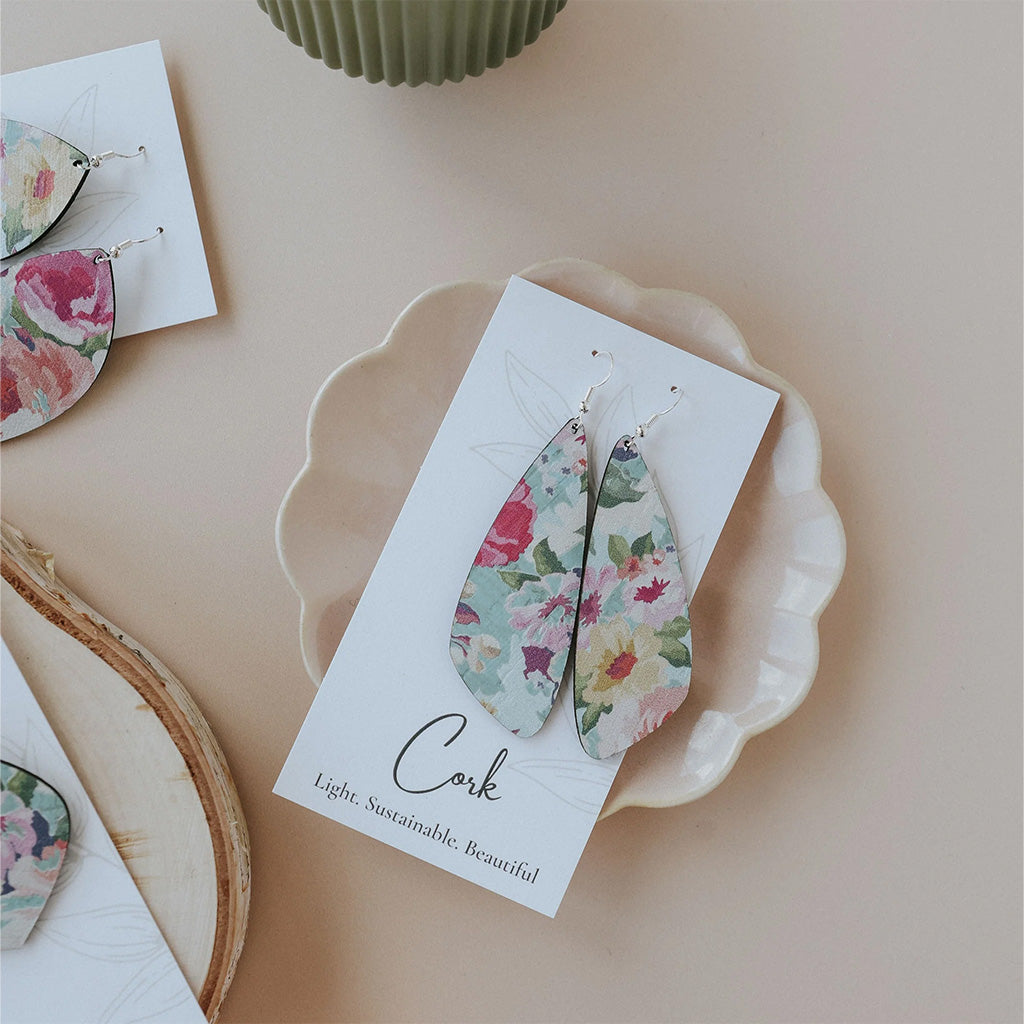 Plum Tree Handmade Spring Watercolour Wing Cork Earrings