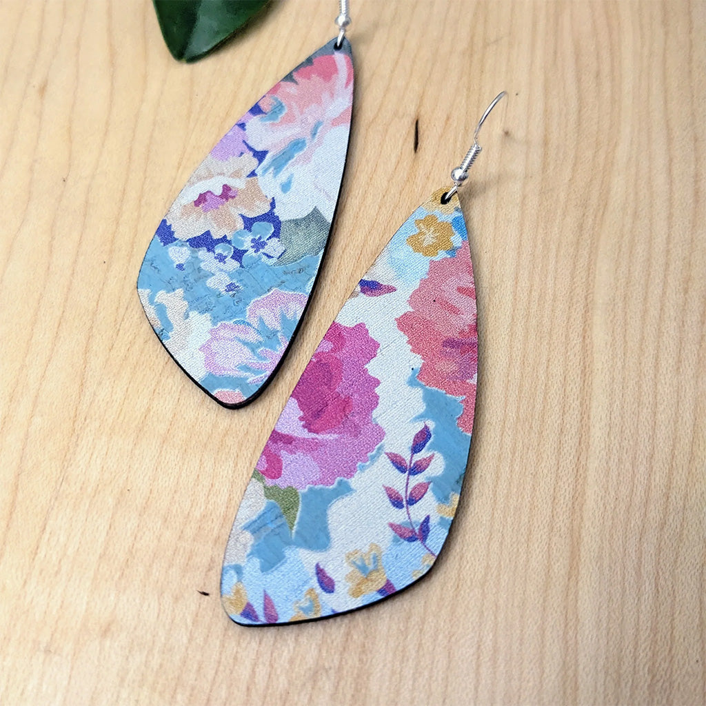 Plum Tree Handmade Spring Watercolour Wing Cork Earrings