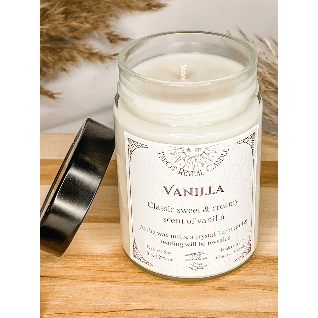 Northern Oasis Vanilla Tarot and Crystal Reveal Candle