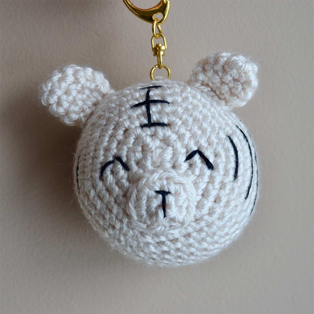 Berry Blue Tiger Bun Keychain Ivory