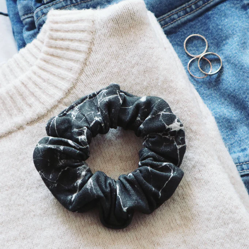 Freon Collective Black Marble Hair Scrunchie