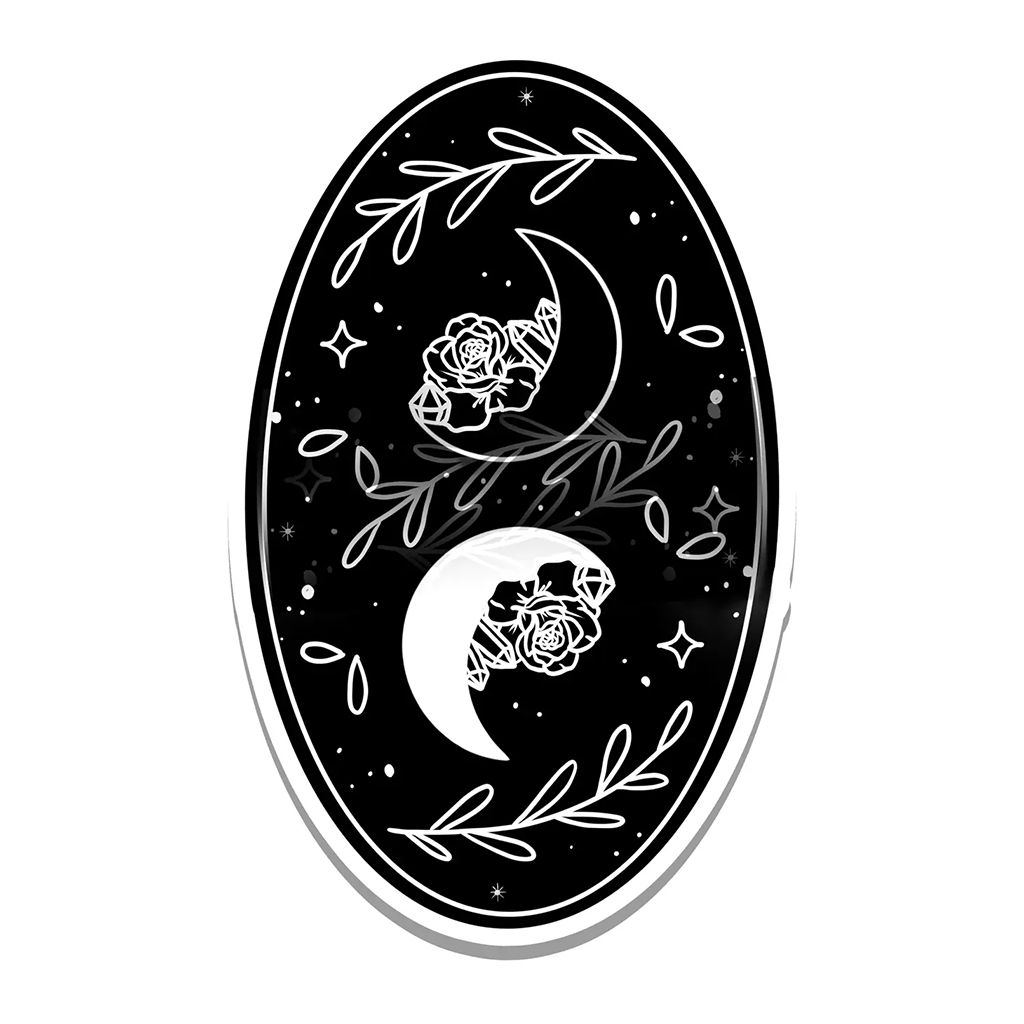 Rebel and Siren Black and White Moons Sticker