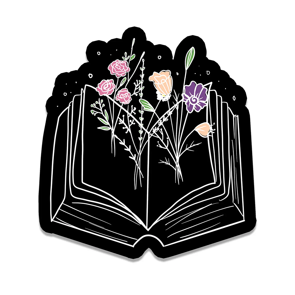 Rebel and Siren Book and Flowers Sticker
