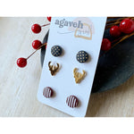 Agaveh Girl Buck Studs Black/Red