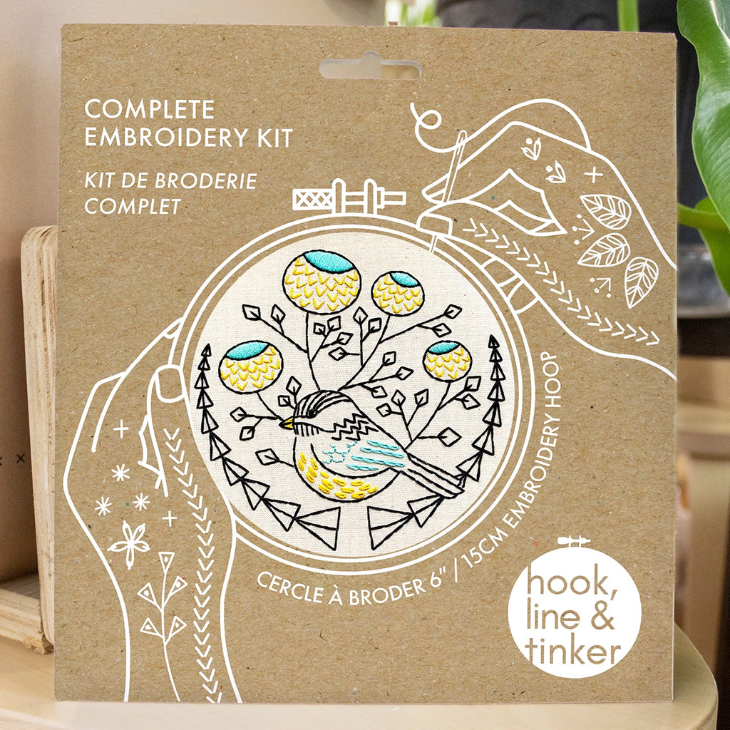 Hook, Line & Tinker Chickadee Complete Embroidery Kit