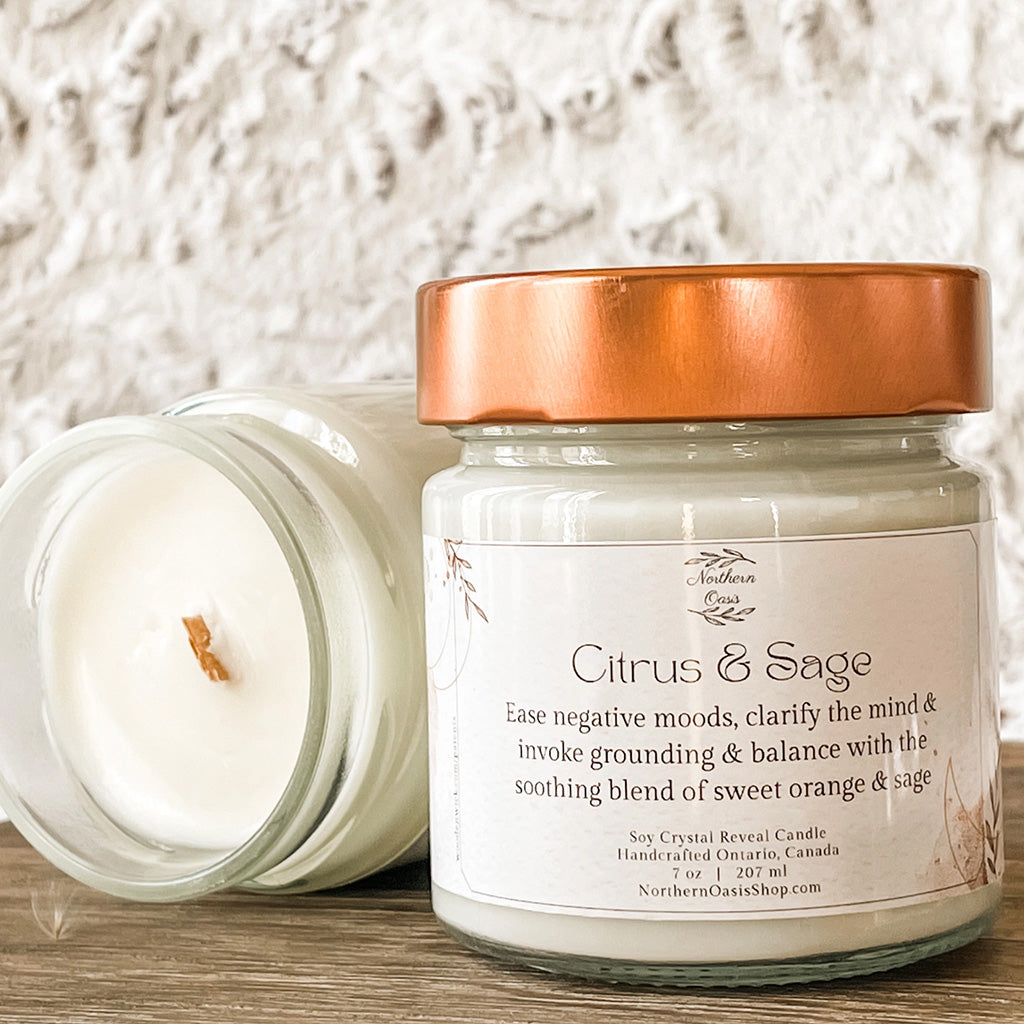 Northern Oasis Citrus and Sage Crystal Reveal Candle