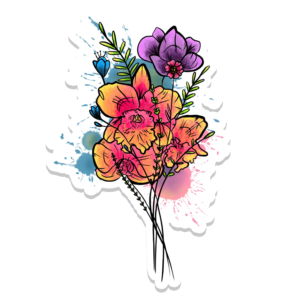 Rebel and Siren Colourful Flower Design Sticker