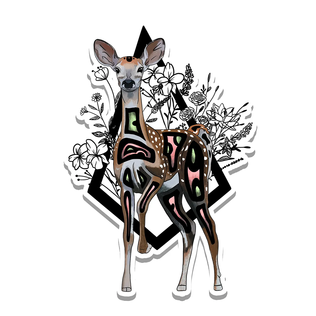 Rebel and Siren Deer and Flowers Sticker