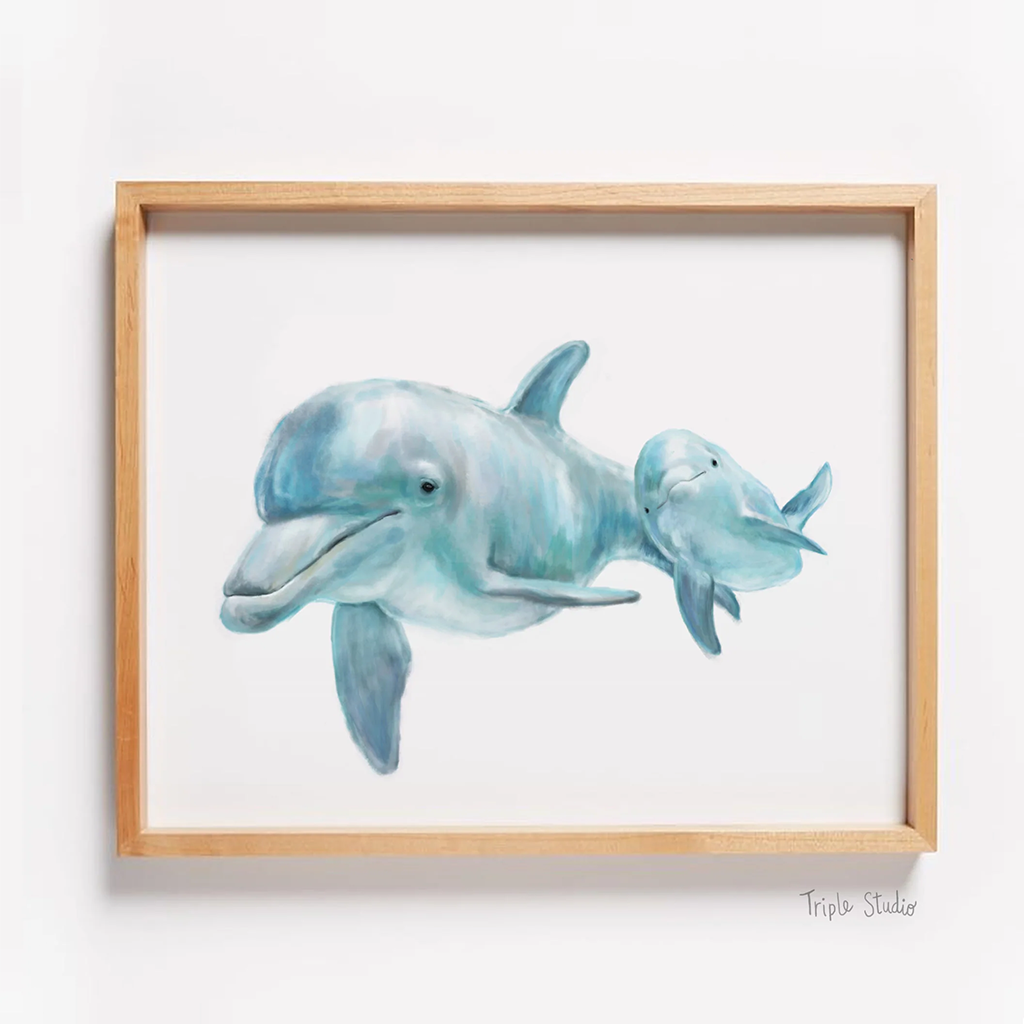 Triple Studio Dolphin Mom and Baby Card