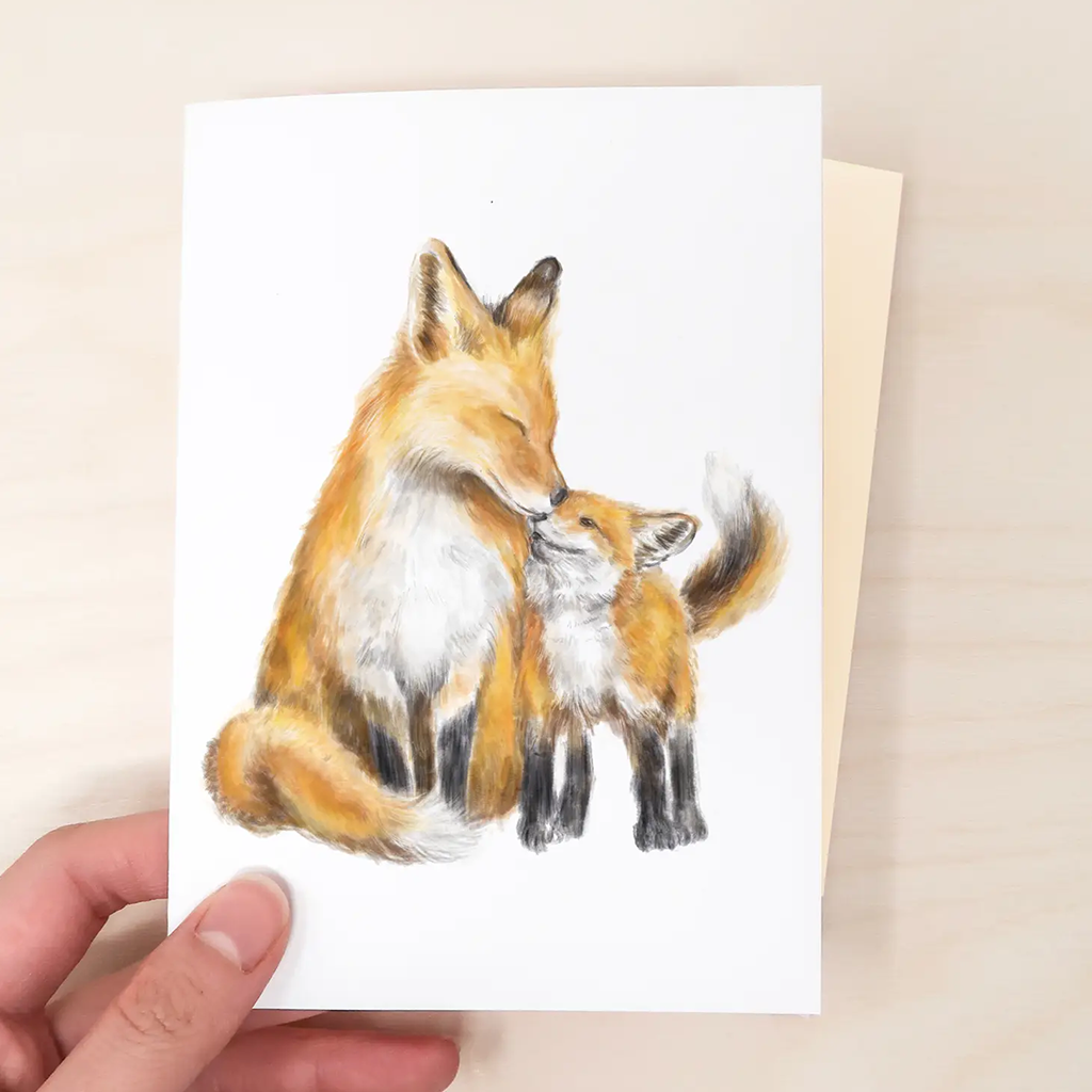 Triple Studio Fox Cub and Mom Card