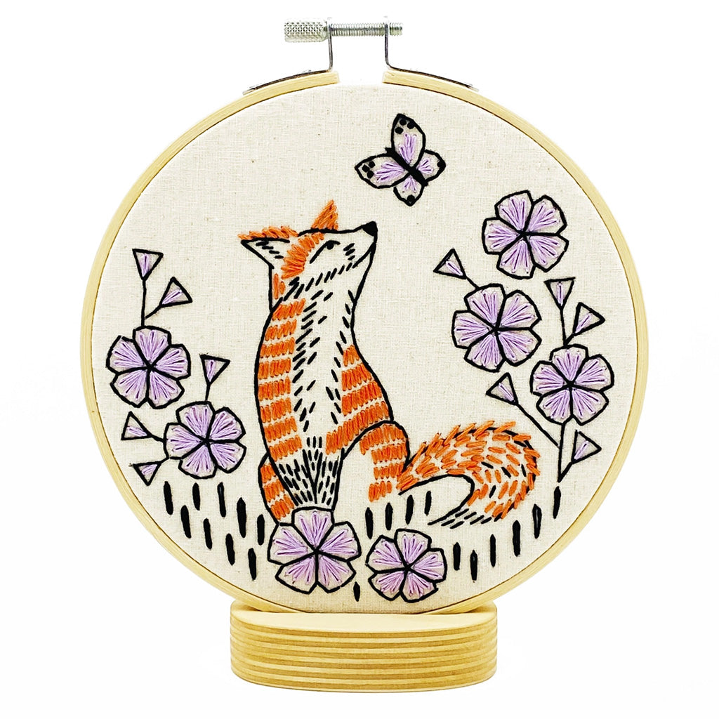 Hook Line and Tinker Fox in Phlox Complete Embroidery Kit