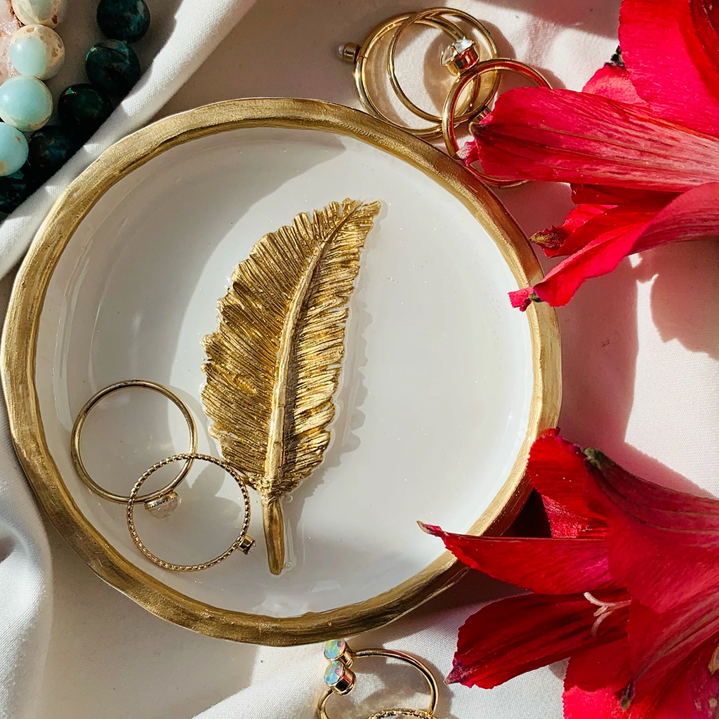 YFL Gold Feather Ring Dish