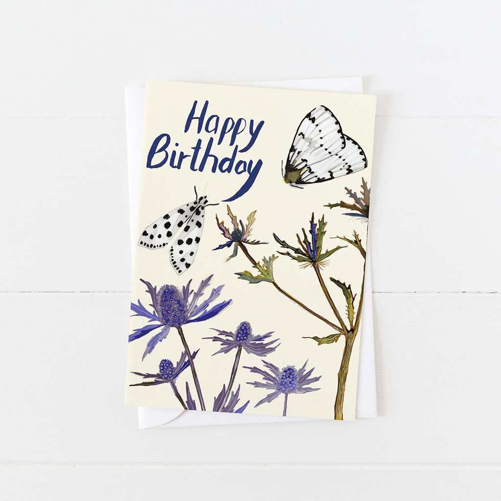 Briana Corr Scott Happy Birthday with Moths Greeting Card