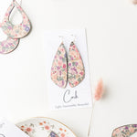 Pink Pansies Small Wing Cork Earrings
