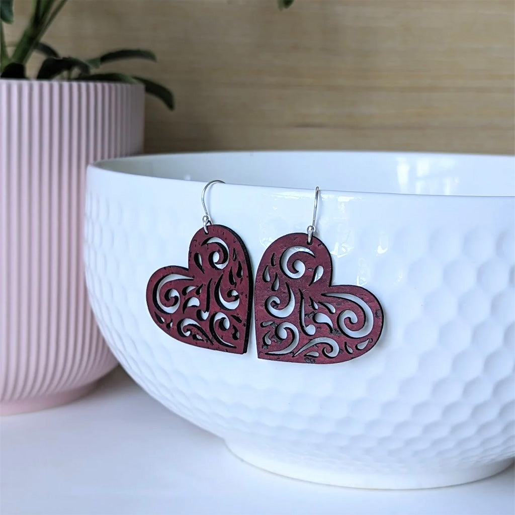 Hello Lovely Cork Co Valentine's Hearts Cork Earrings