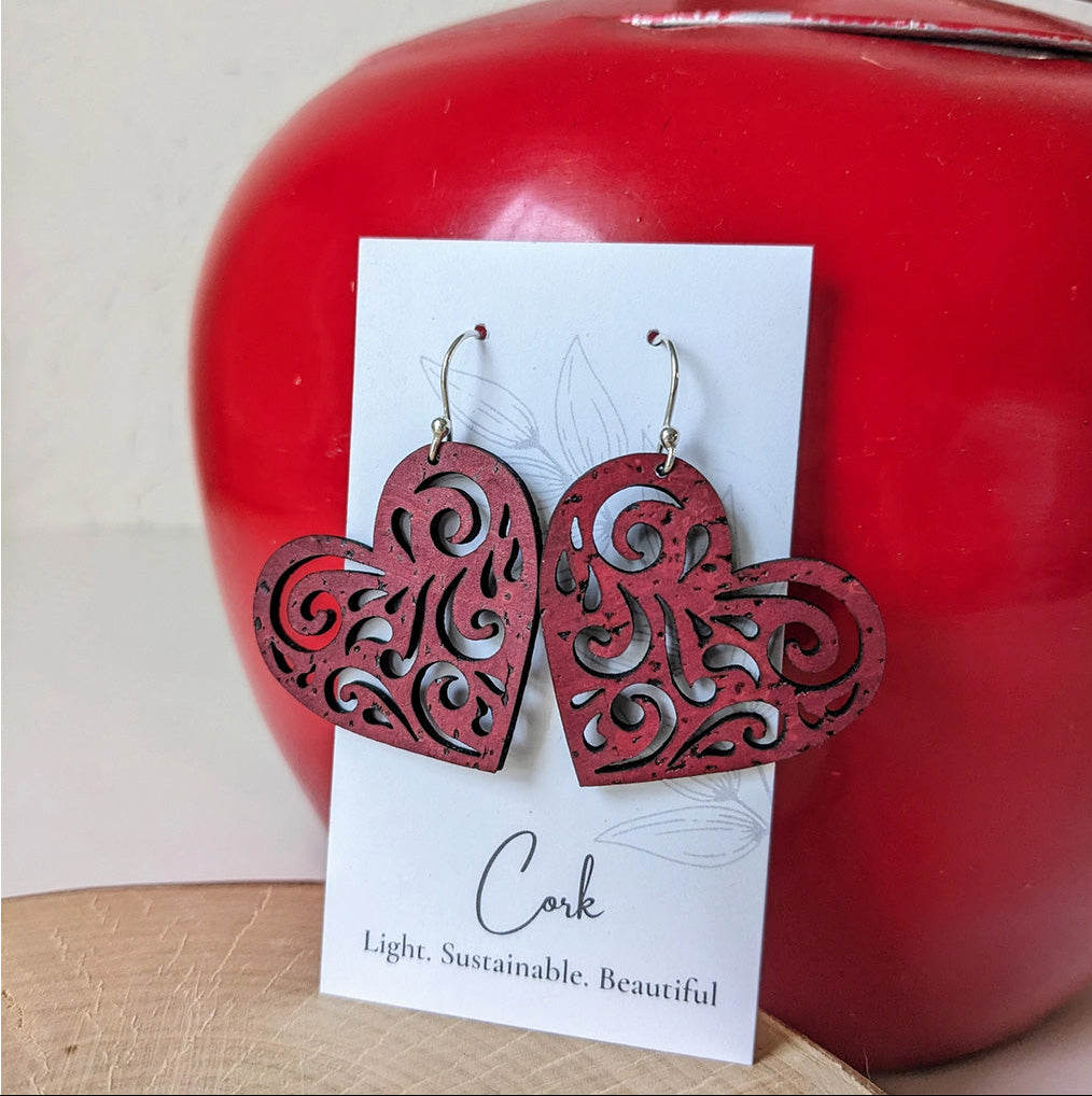 Hello Lovely Cork Co Valentine's Hearts Cork Earrings