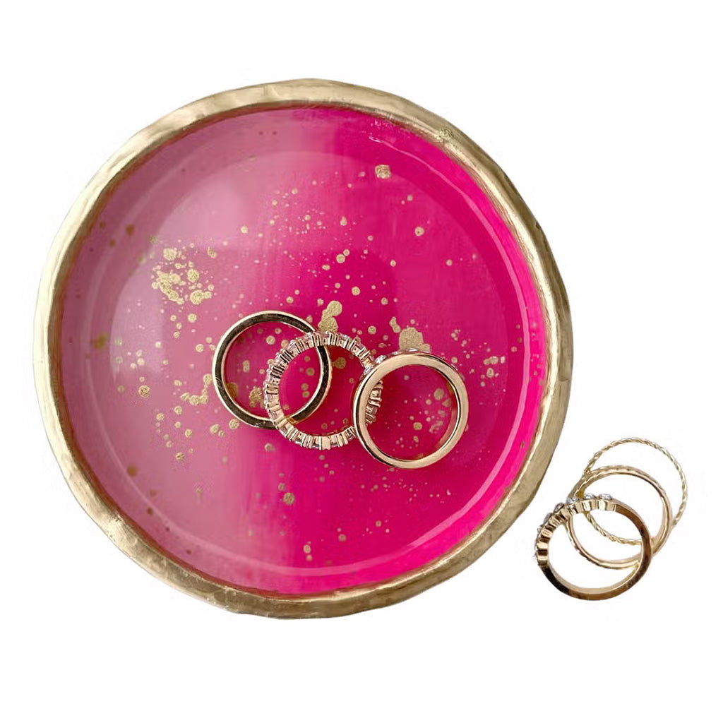 YFL Art Hot Pink Ombre Ring Dish