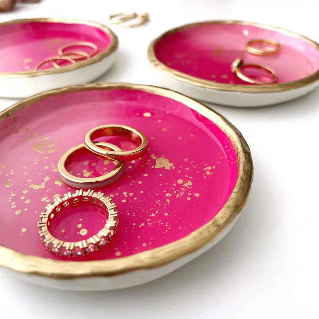 YFL Art Hot Pink Ombre Ring Dish