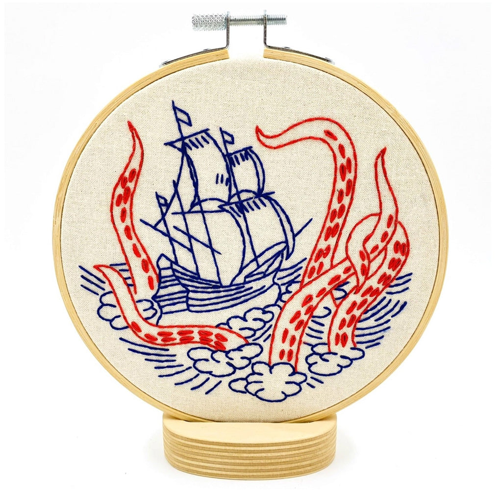 Hook, Line and Tinker Kraken and Ship Embroidery Kit