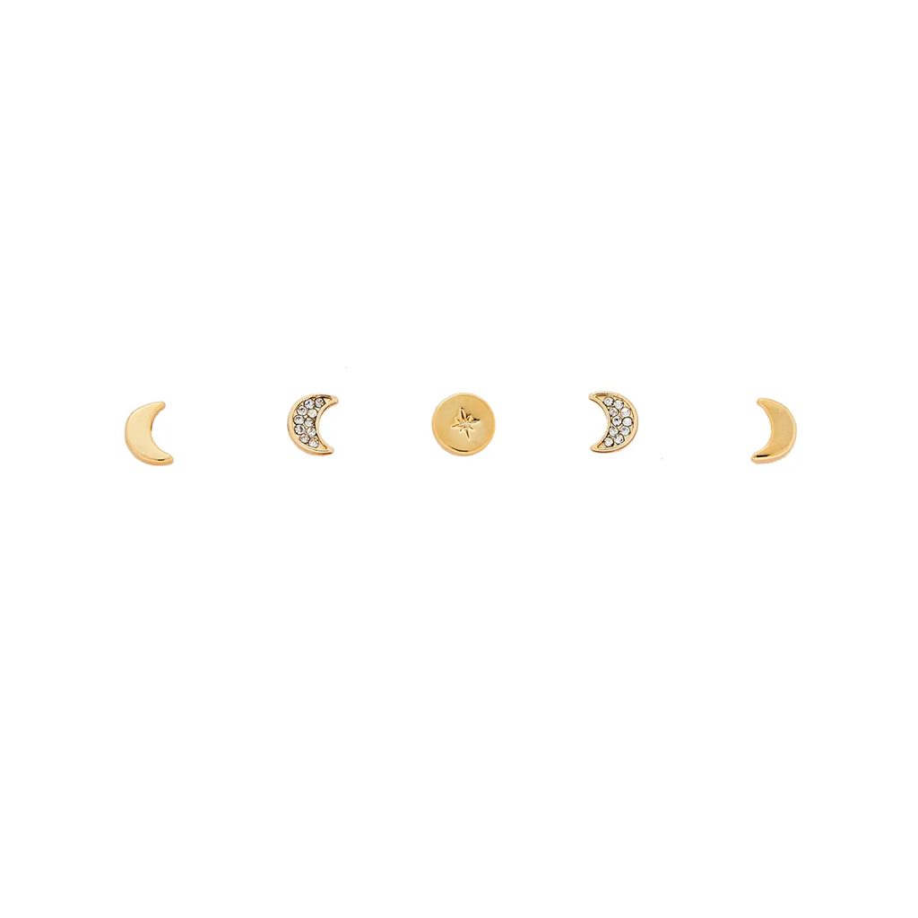 Foxy Originals Moon Phase Stud Set Gold